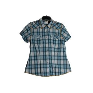 Harley Davidson HD Short Sleeve Pearl Snap Embroidered Shirt Womens Large